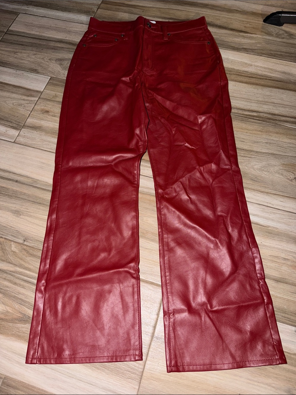 Women’s Pistola Red Faux Leather Jeans - Bold Straight Leg size 28